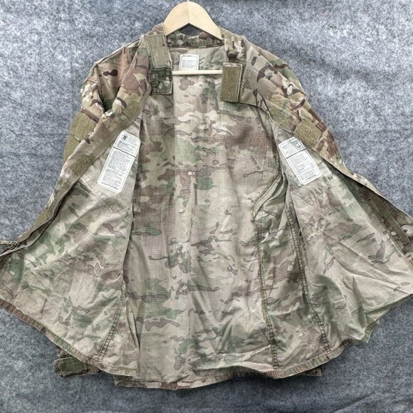 Army Combat Uniform Coat Mens L Jacket Brown Green Camo Flame Resistant FR - Picture 4 of 10